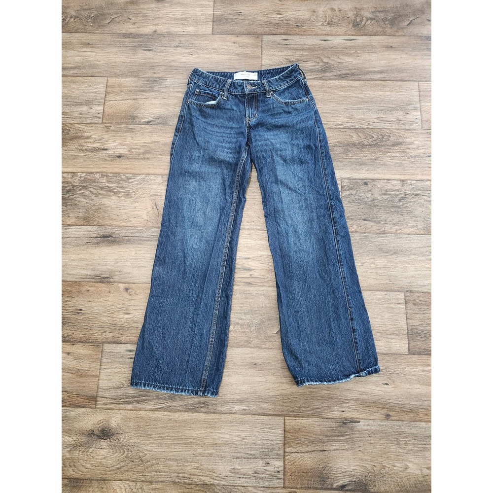 Hollister LowRise Baggy Jeans Dark Wash Denim Wide Leg 00 R 24 x 30
